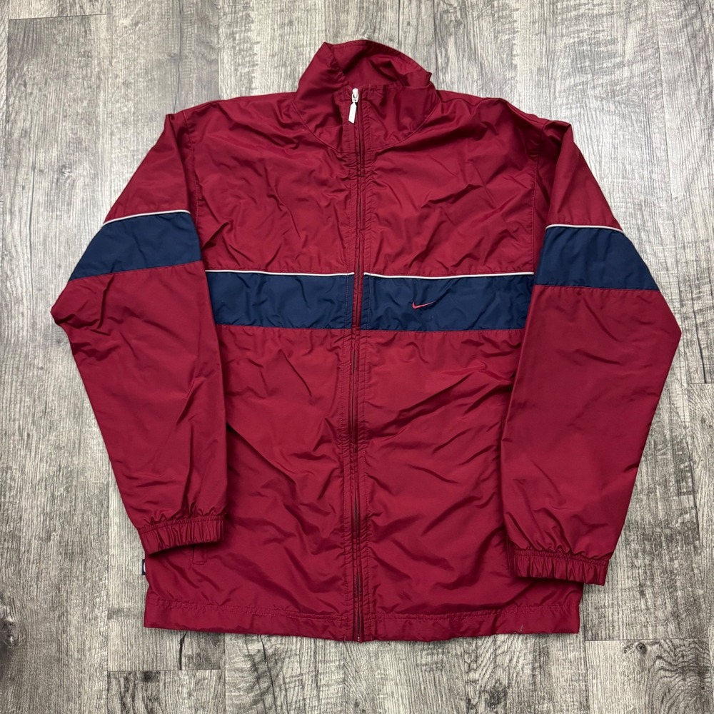 Vintage Y2K Nike Lined Striped Windbreaker Jacket Sz M